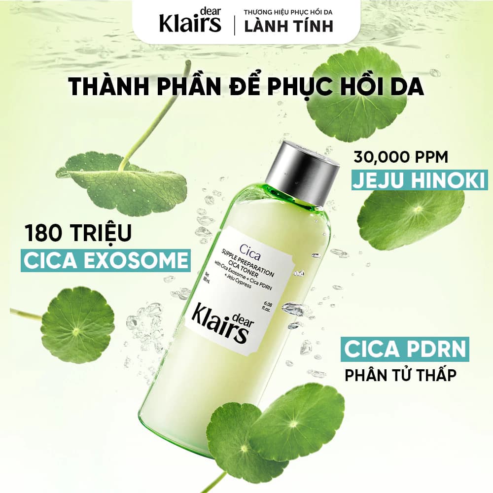 Dear Klairs Nước hoa hồng Supple Preparation Cica Toner 180ml thumb 5