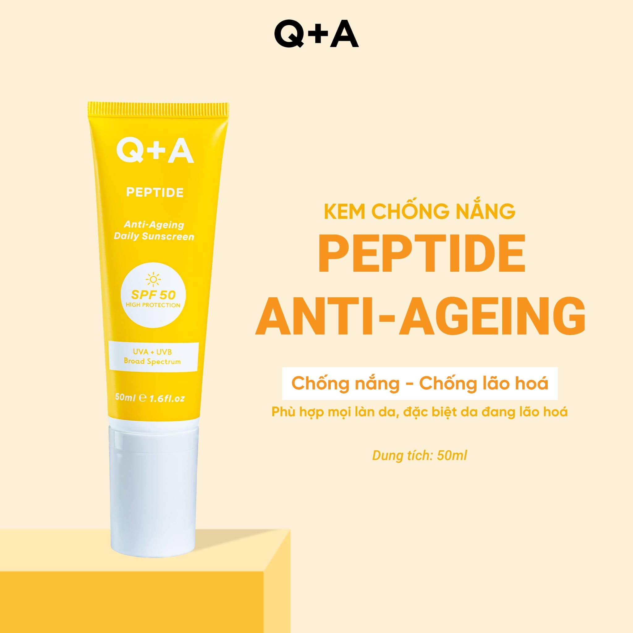 Q+A Kem chống nắng Peptide Anti-Ageing Daily Sunscreen 50ml thumb 3