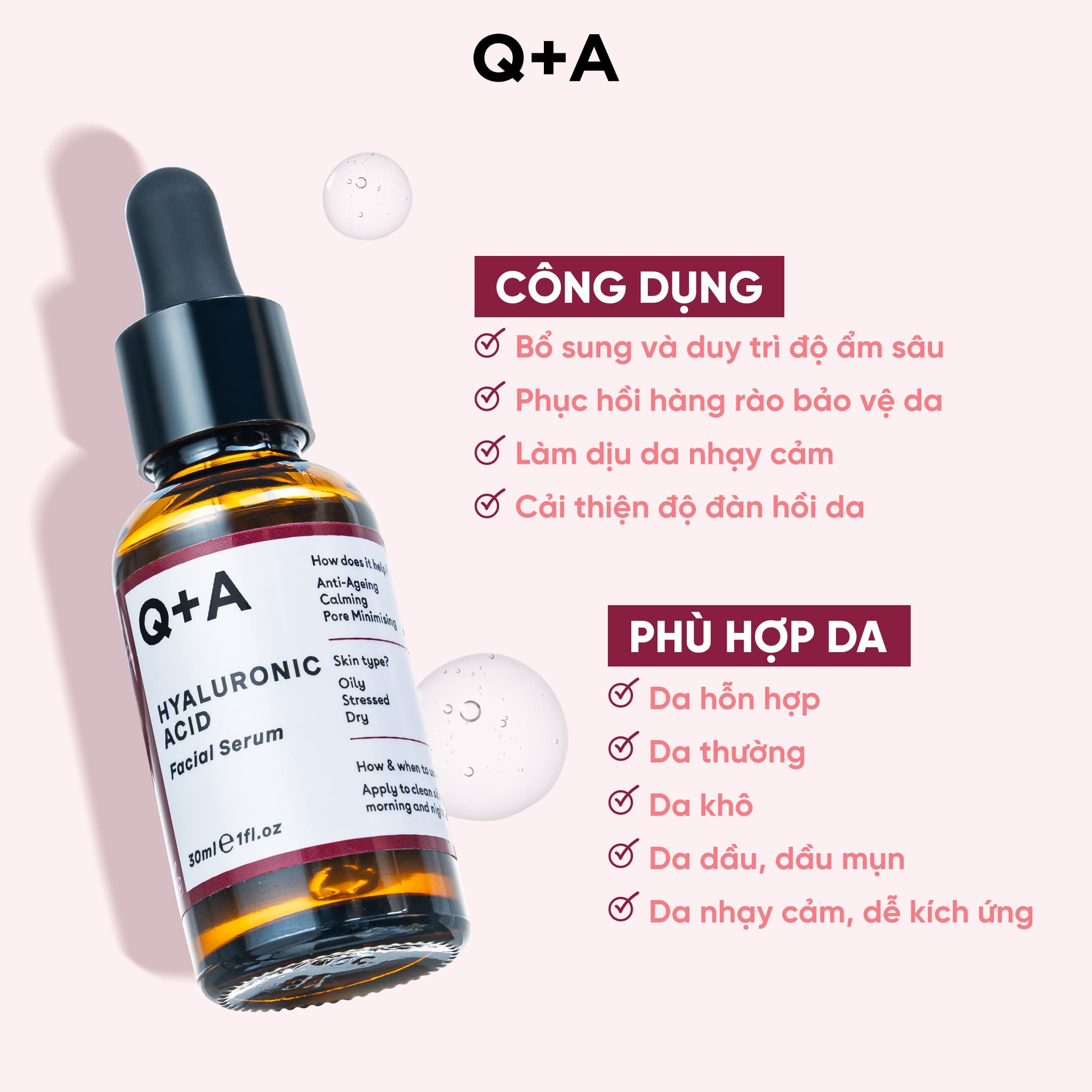 Q+A Tinh chất Hyaluronic Acid Facial Serum 30ml thumb 4