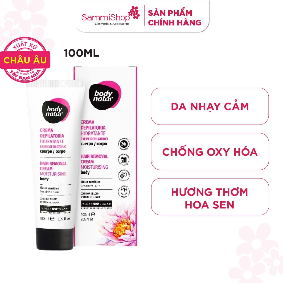 Body Natur Kem Tẩy Lông Hair Removal Cream Moisturising Body Sensitive Skin thumb 2