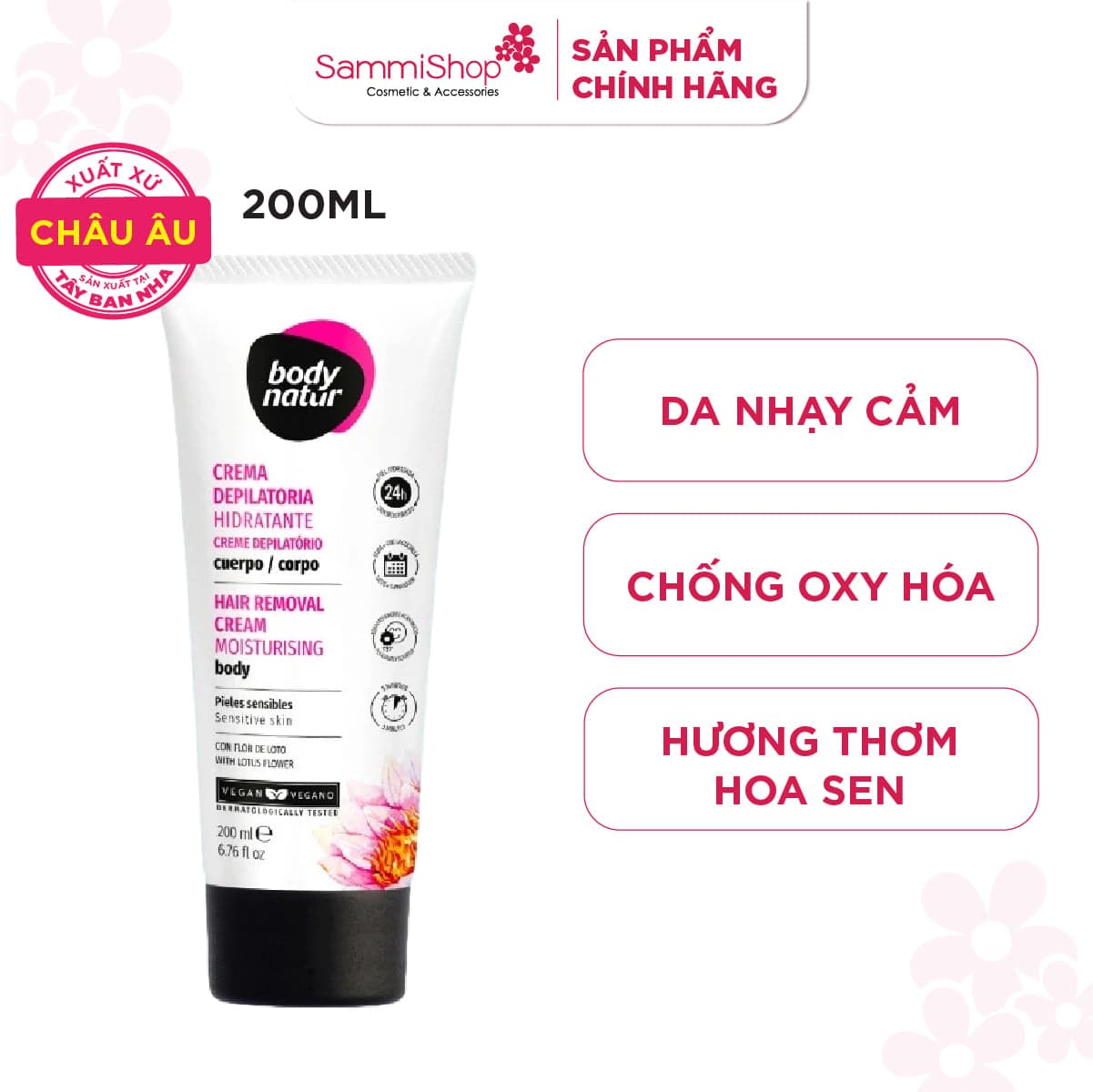 Body Natur Kem Tẩy Lông Hair Removal Cream Moisturising Body Sensitive Skin thumb 3