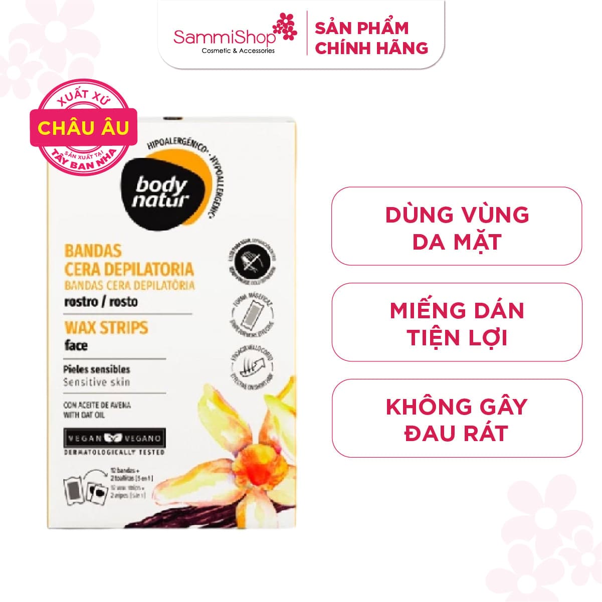 Body Natur Bộ miếng dán tẩy lông Wax Strips Face Sensitive Skin thumb 1