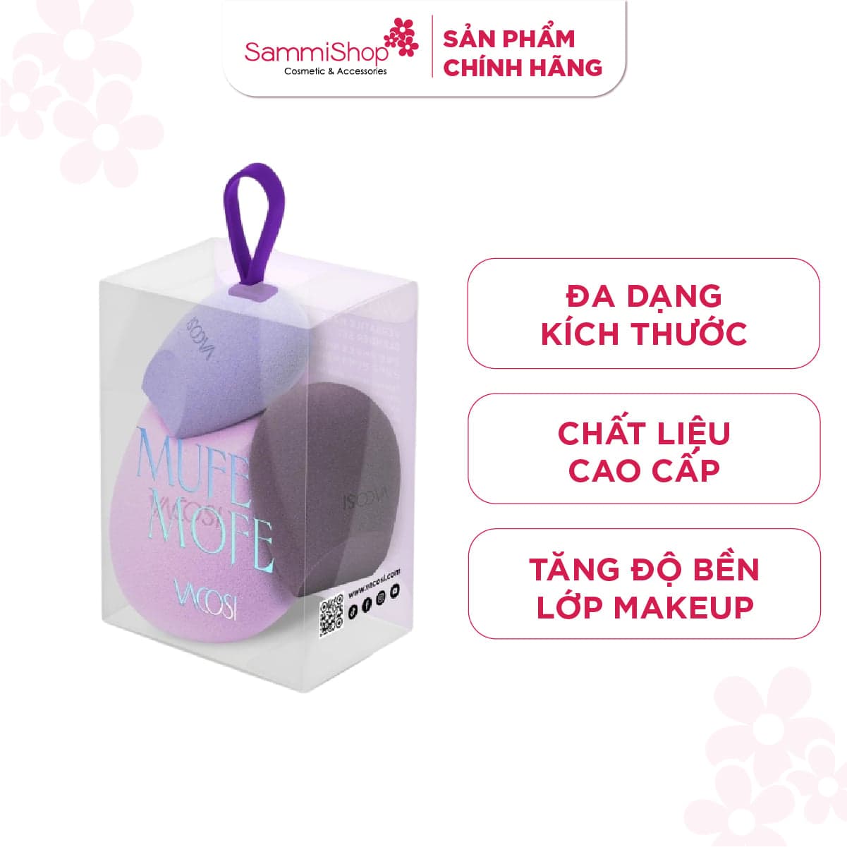 Vacosi Set 3 Bông Vát Xéo Đôi Tím Versatile Makeup Blender Set - Dewberry Bp43 thumb 1