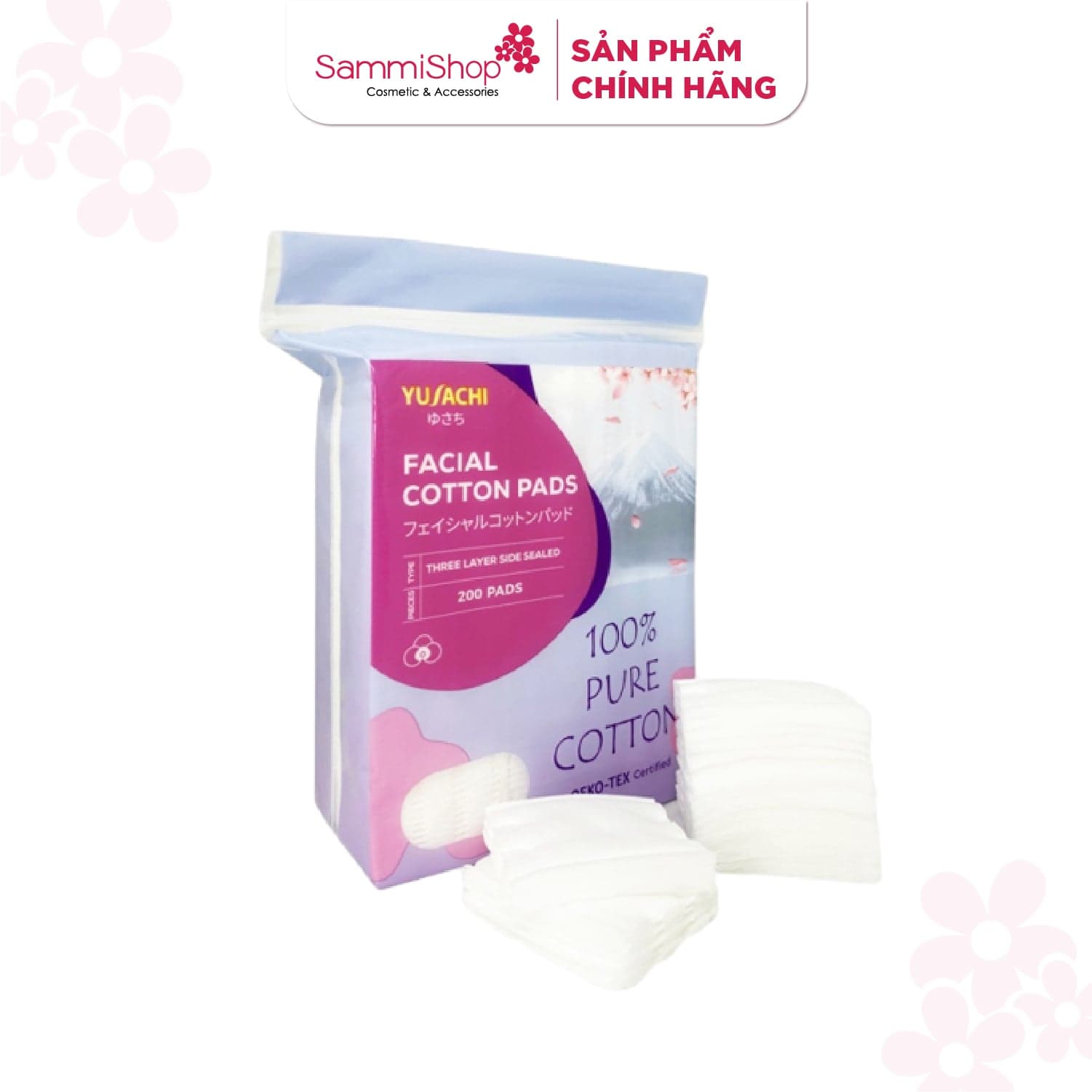 Yusachi Bông tẩy trang Facial Cotton Pads 200 miếng thumb 4