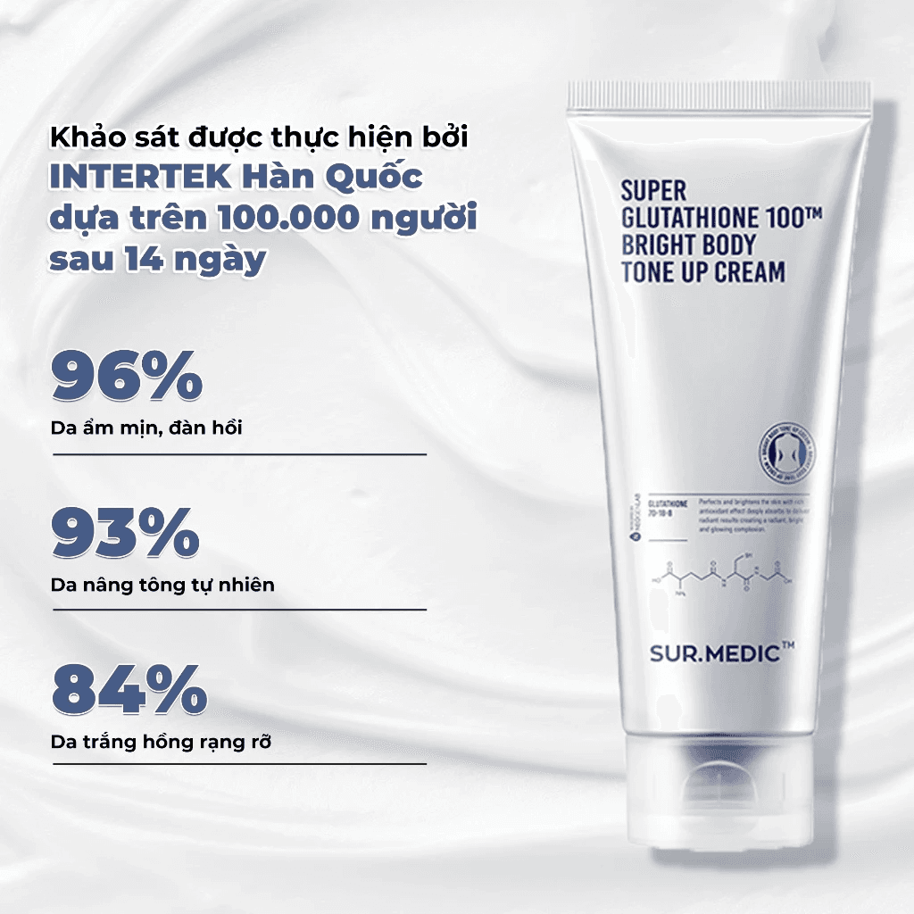Sur.Medic+ Kem dưỡng thể Super Glutathione 100Tm Bright Body Tone Up Cream 150ml