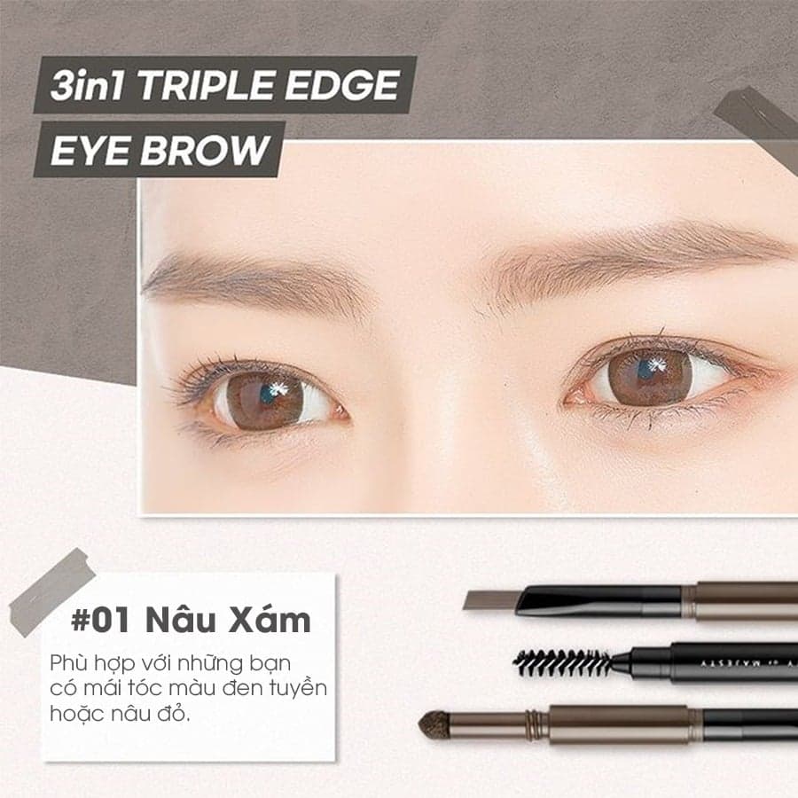 Chì Mày BOM 3 trong 1 Triple Edge Eyebrow thumb 2