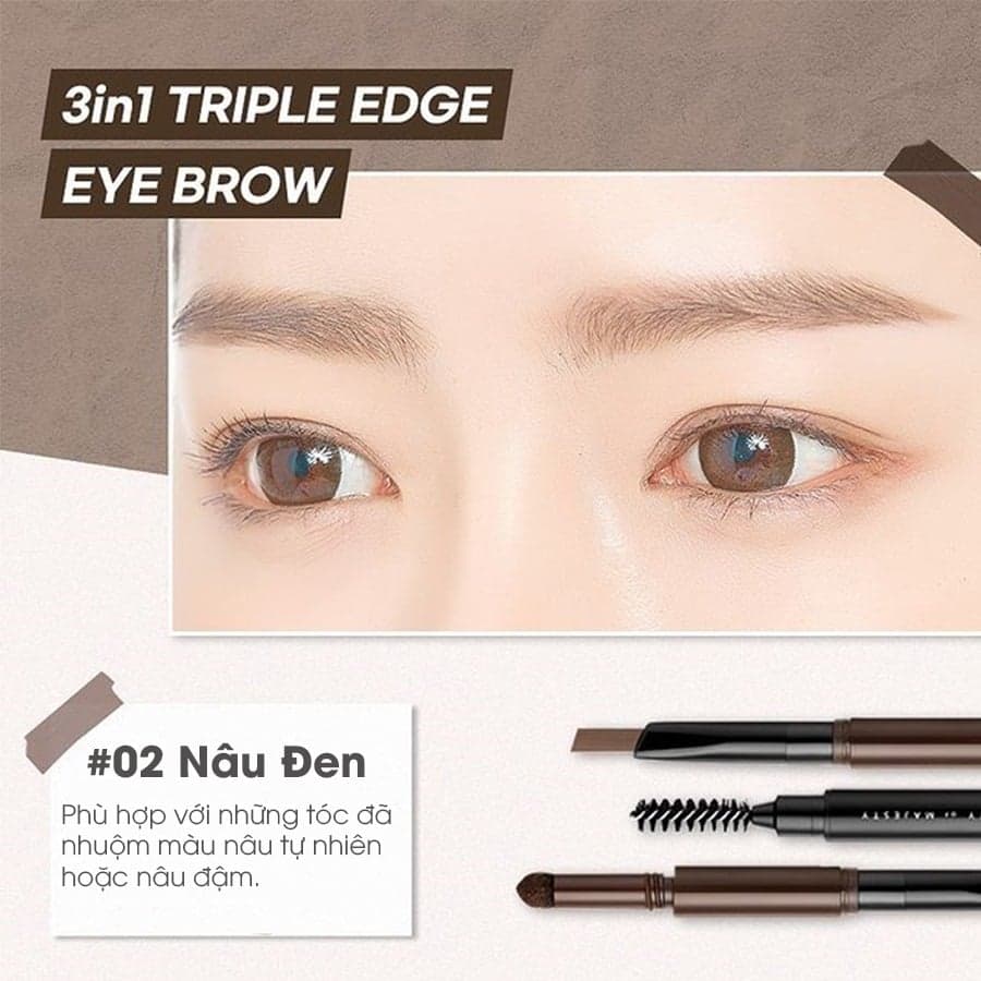 Chì Mày BOM 3 trong 1 Triple Edge Eyebrow thumb 3