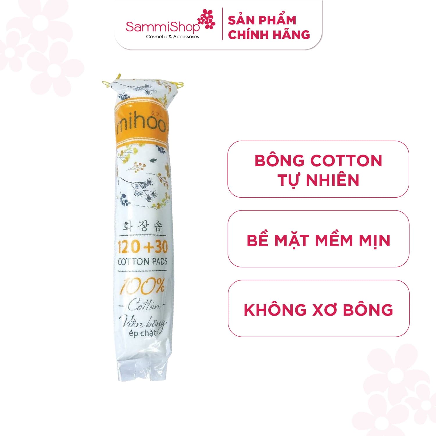 Mihoo Bông tẩy trang 150 miếng tròn thumb 1