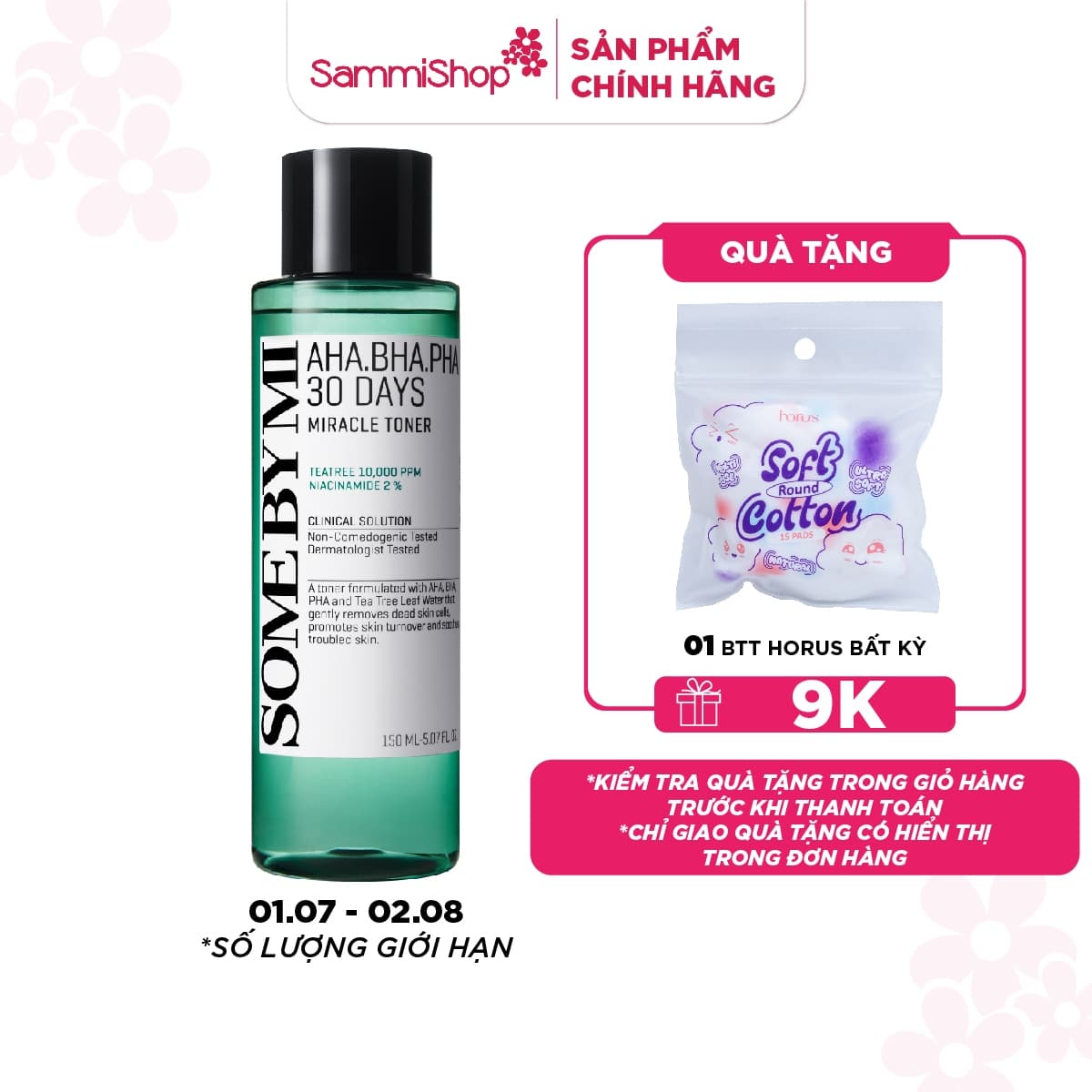 FLASH SALE T7  Some By Mi Nước hoa hồng AHA.BHA.PHA 30 Days Miracle Toner 150ml