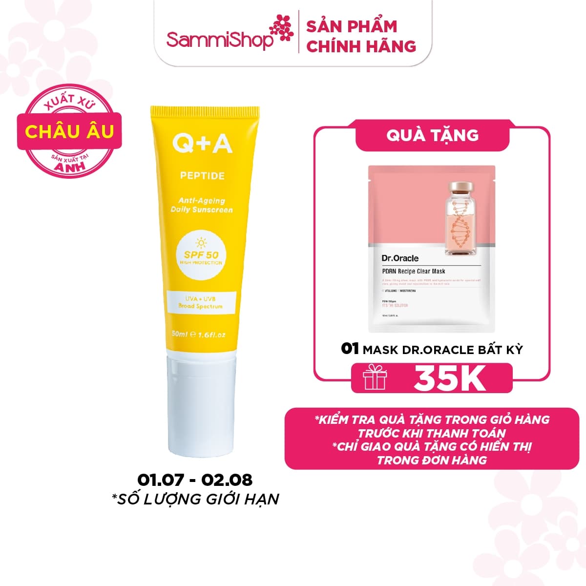 Q+A Kem chống nắng Peptide Anti-Ageing Daily Sunscreen 50ml thumb 1