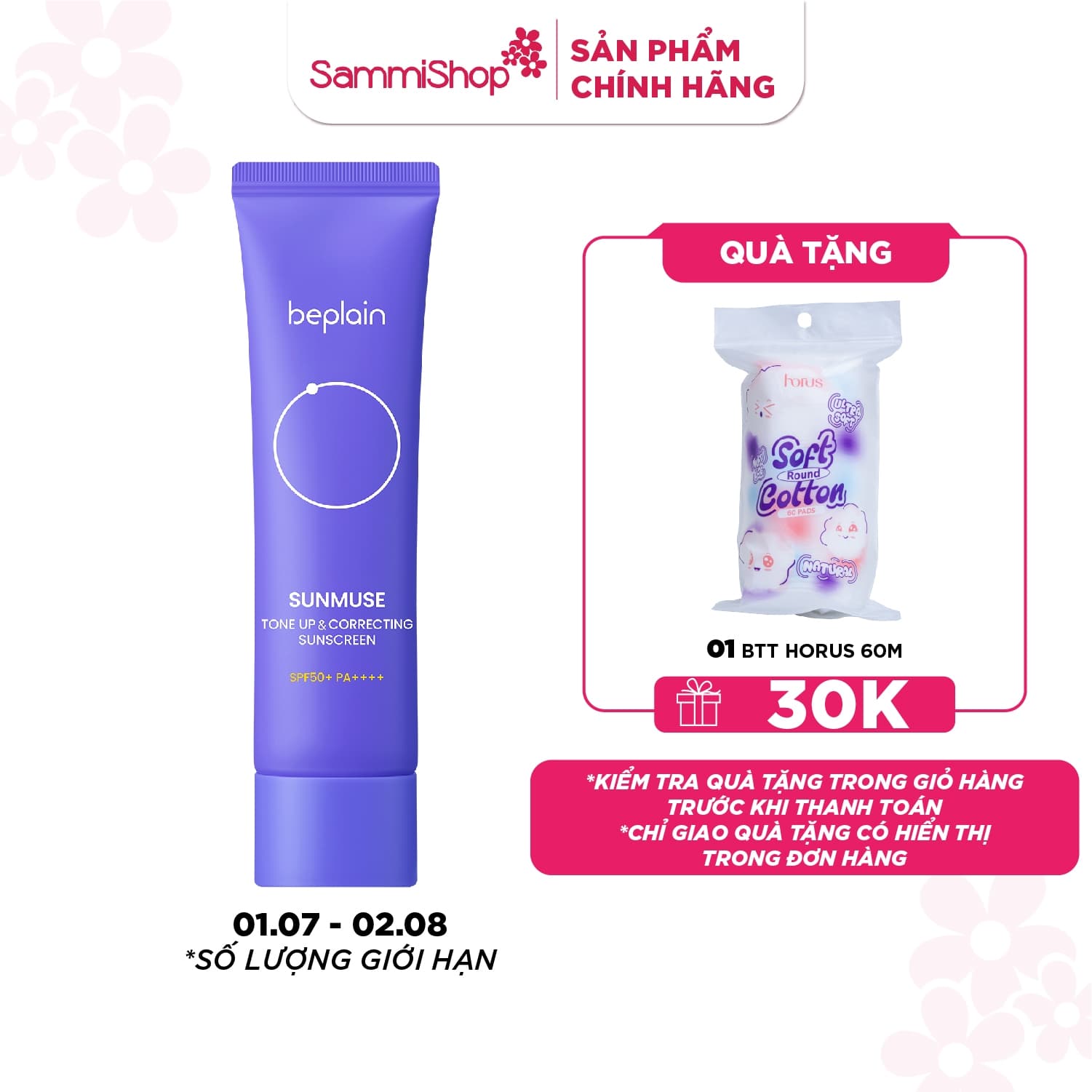 Beplain Kem chống nắng Sunmuse Tone-Up & Correcting Sunscreen SPF50+ PA++++ 50ml