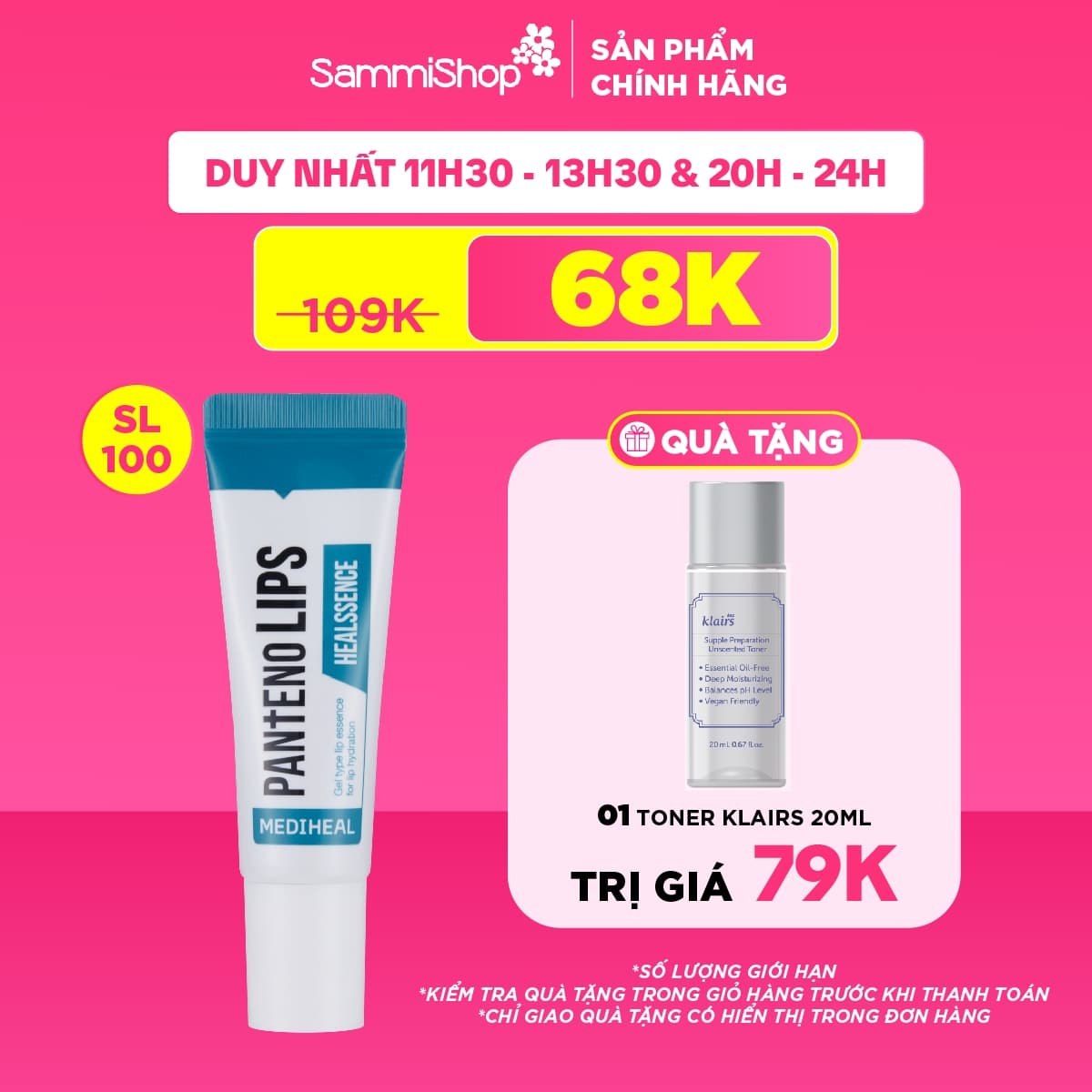 FLASH SALE T7 Mediheal Son dưỡng Pantenolips Healssence 10ml