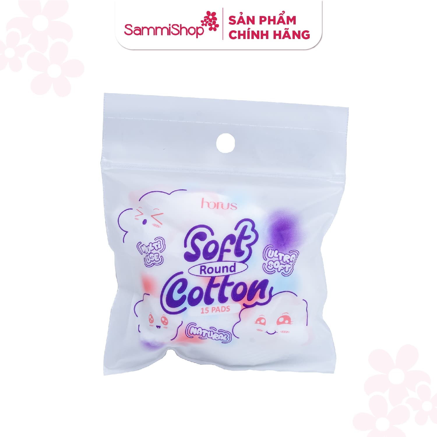 [HÀNG TẶNG KHÔNG BÁN] tặng 2 QT Horus Bông tẩy trang tròn Round Soft Cotton Pads 15 pads - Ultra Soft