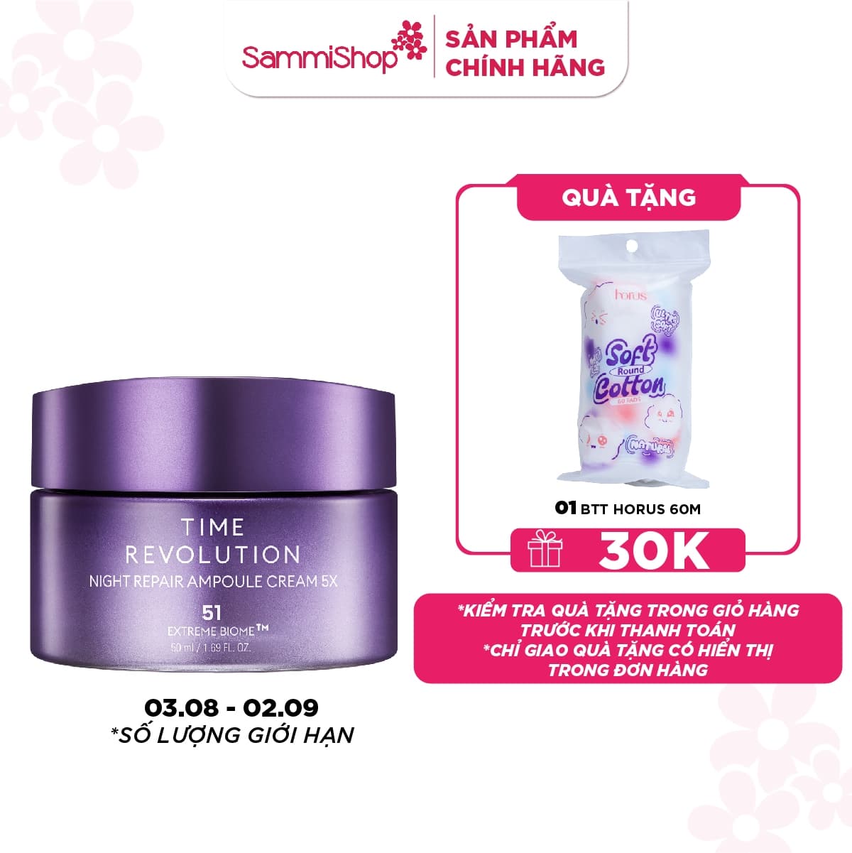 Missha Kem dưỡng da Time Revolution Night Repair Ampoule Cream 5X 50ml thumb 2