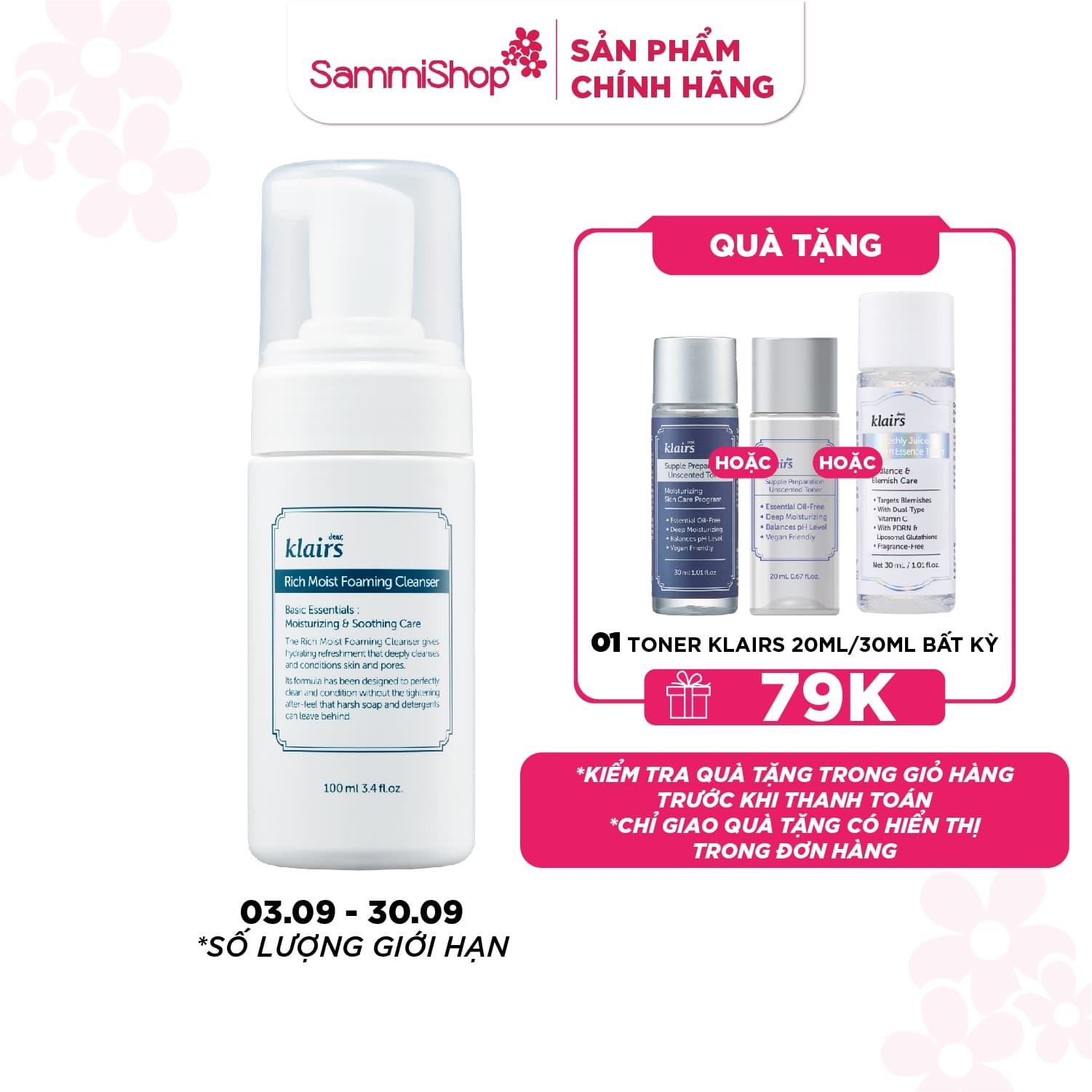 Dear, Klairs Sữa rửa mặt Rich Moist Foaming Cleanser 100ml thumb 1