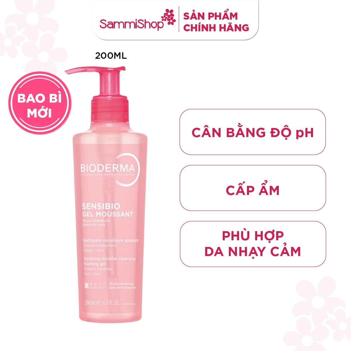 Bioderma Sữa rửa mặt Sensibio Gel Moussant 200ml thumb 1