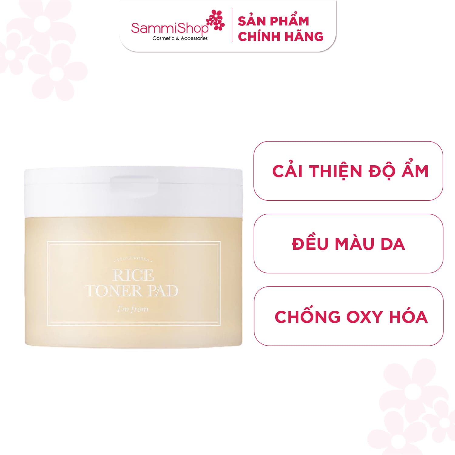 I'm From Miếng cotton thấm nước hoa hồng Rice Toner Pad 140ml thumb 2