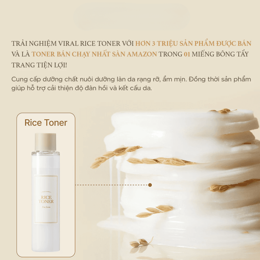 I'm From Miếng cotton thấm nước hoa hồng Rice Toner Pad 140ml thumb 5