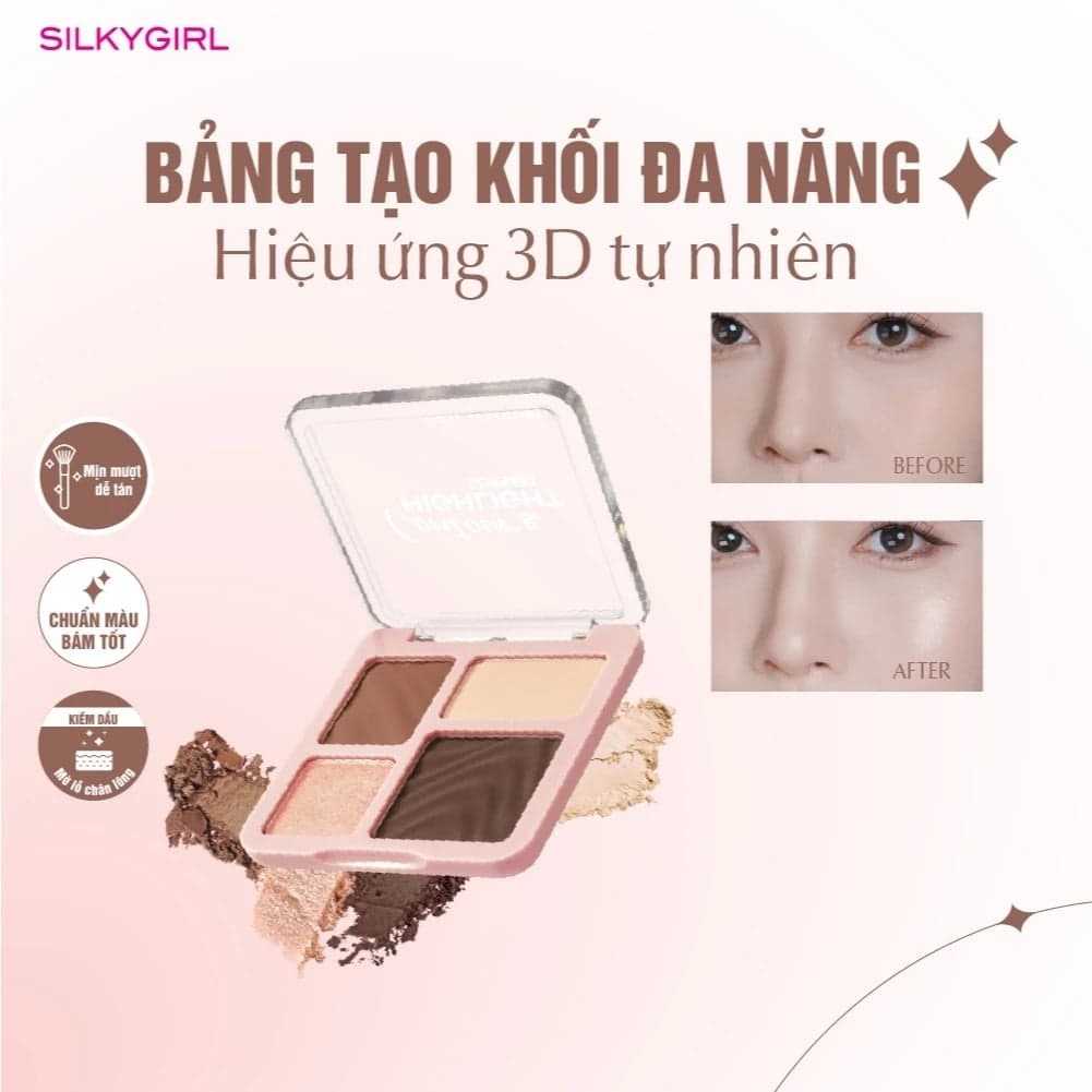 Silkygirl Phấn tạo khối & bắt sáng Contour & Highlight Palette thumb 2