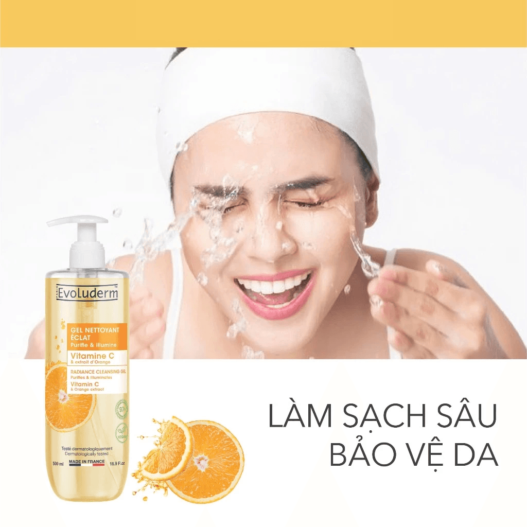 Evoluderm Gel rửa mặt Vitamin C 500ml thumb 3
