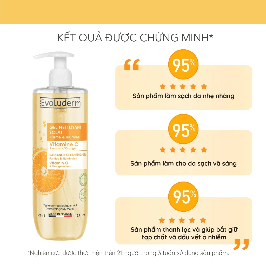 Evoluderm Gel rửa mặt Vitamin C 500ml thumb 4