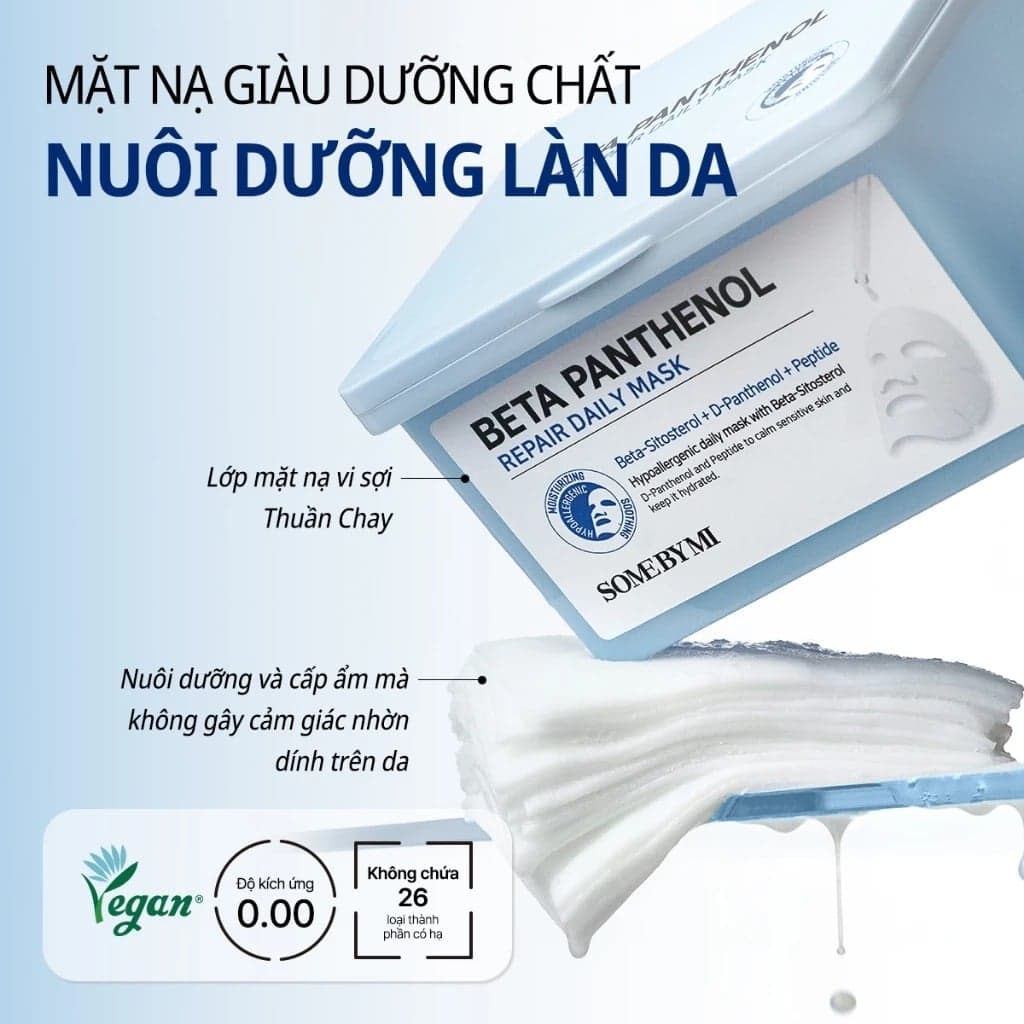 Some By Mi Hộp mặt nạ giấy Beta Panthenol Repair Daily Mask 370ml (hộp 30 miếng) thumb 3