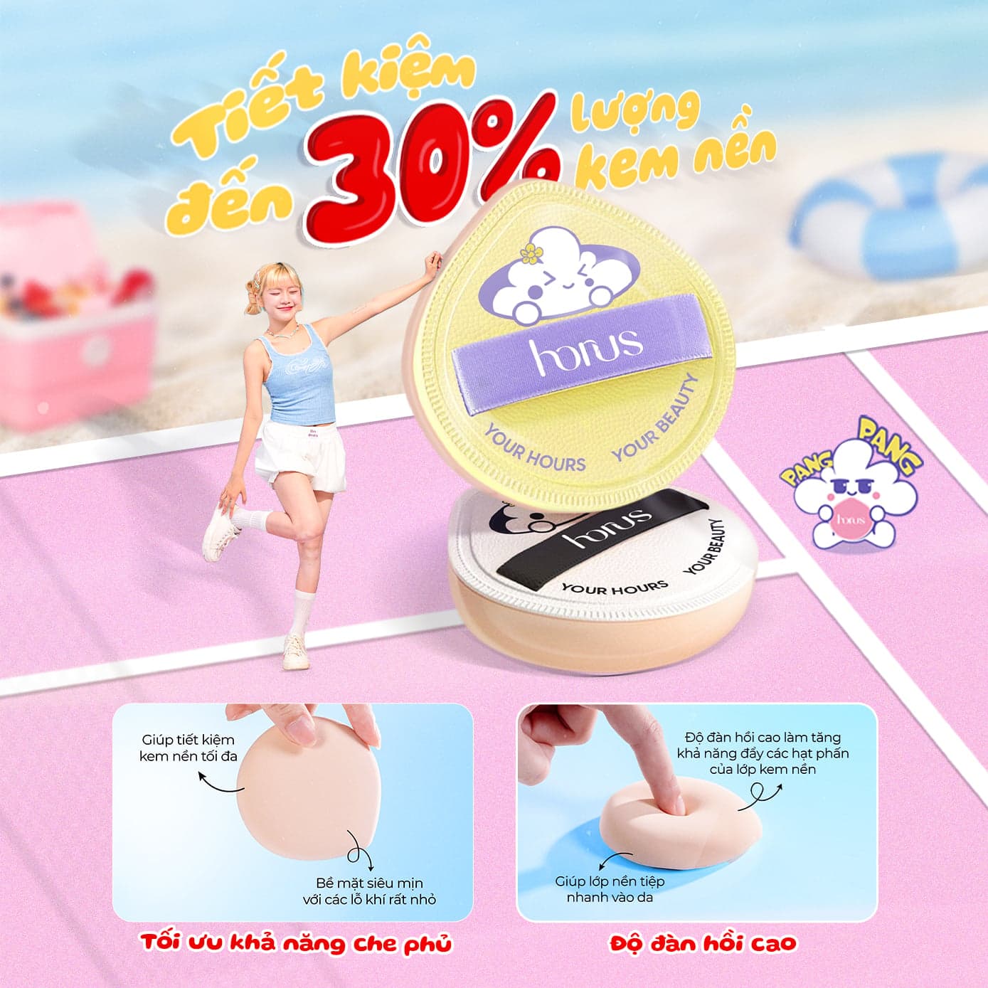 Horus Bông mút trang điểm Horus Pang Pang Big Puff thumb 2