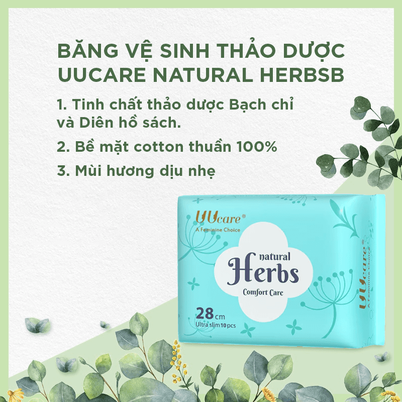 Uucare Natural Herbs BVS thảo dược ban ngày 28cm x 10 miếng thumb 2