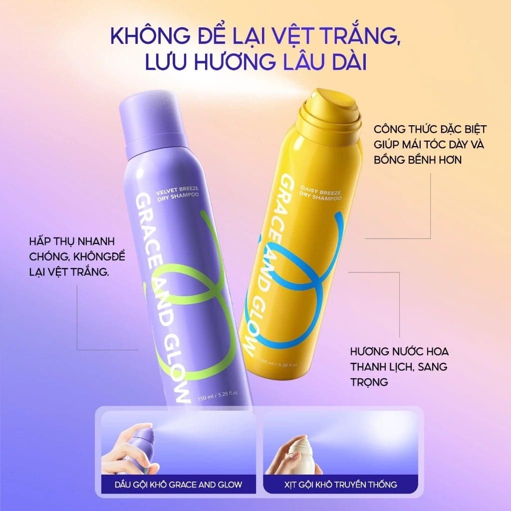 Grace and Glow dầu gội khô Dry Shampoo 150ml thumb 1