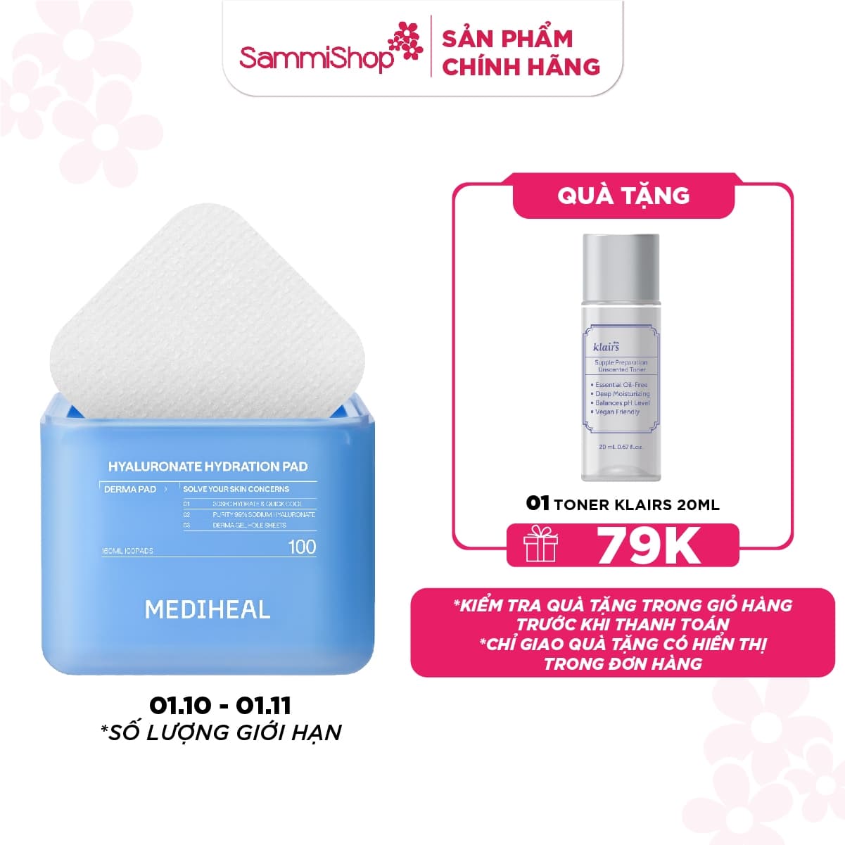 Mediheal Mặt nạ dưỡng da Hyaluronate Hydration Pad 160ml thumb 1