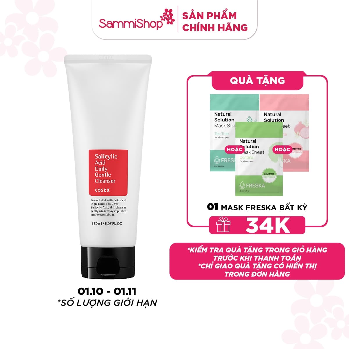 COSRX Sữa rửa mặt Salicylic Acid Daily Gentle Cleanser 150ml thumb 1