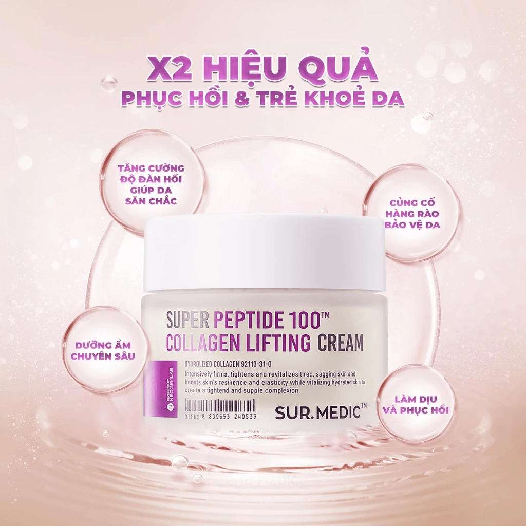 Sur.Medic+ Kem dưỡng Super Peptide 100Tm Collagen Lifting Cream 50ml 3