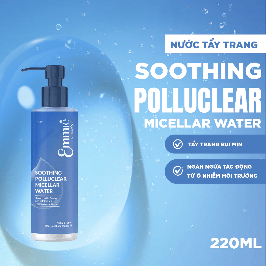 Emmie by Happyskin Nước Tẩy Trang Soothing Polluclear Micellar Water 220ml 2