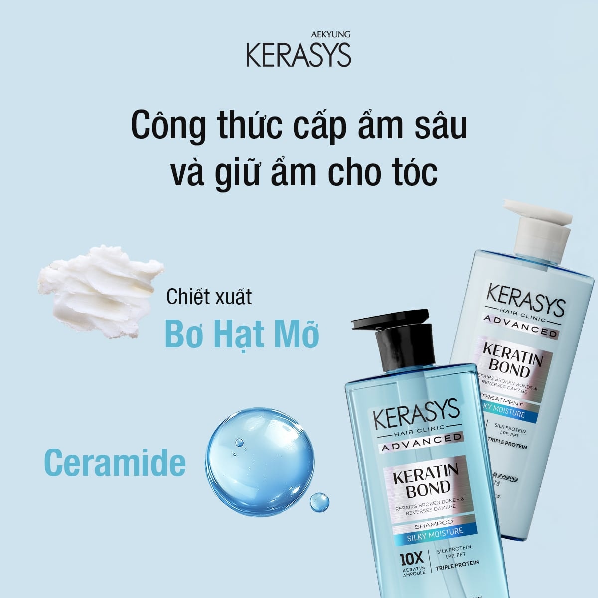 Kerasys Dầu xả Advanced Keratin Bond Silky Moisture Treatment 600ml 2