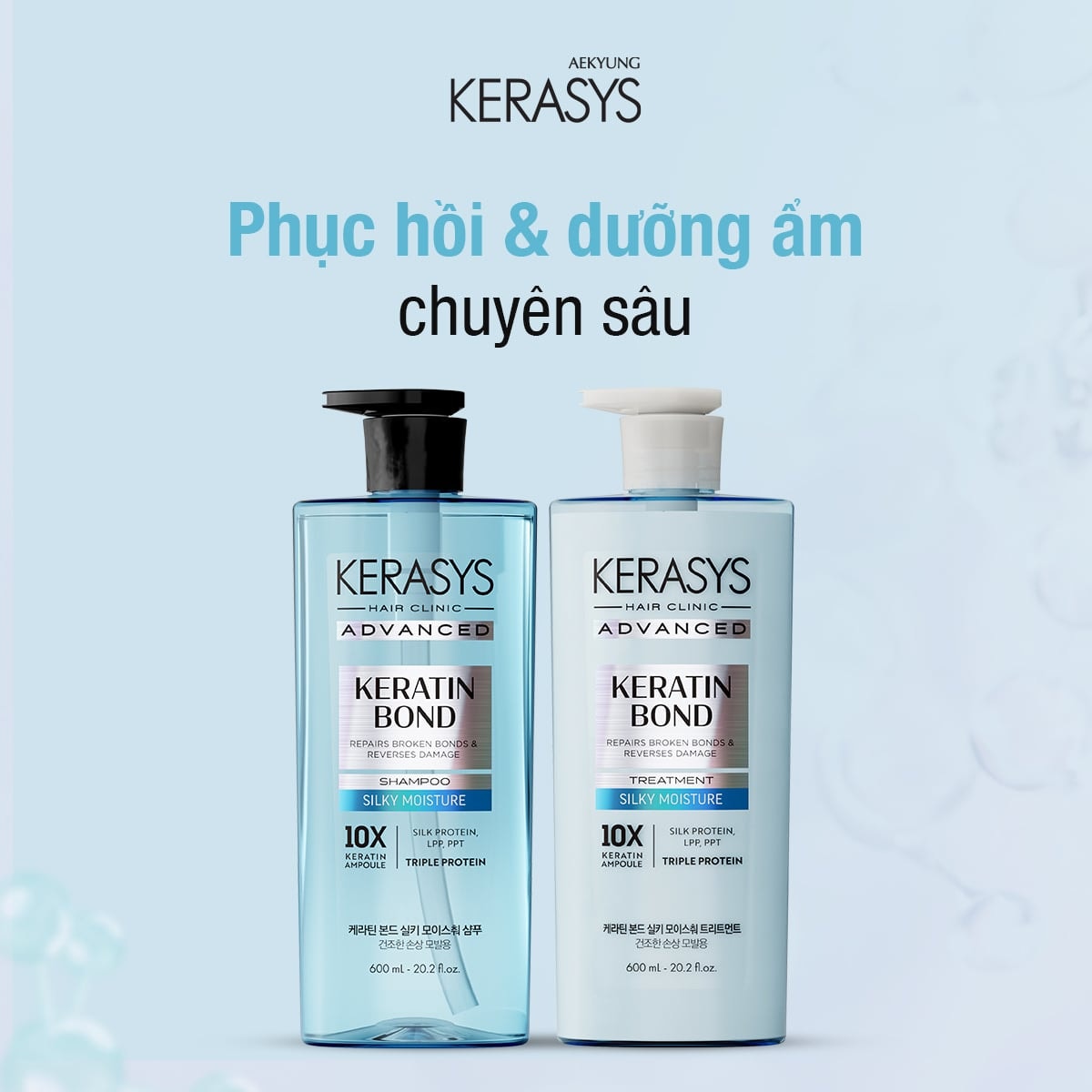Kerasys Dầu xả Advanced Keratin Bond Silky Moisture Treatment 600ml 4