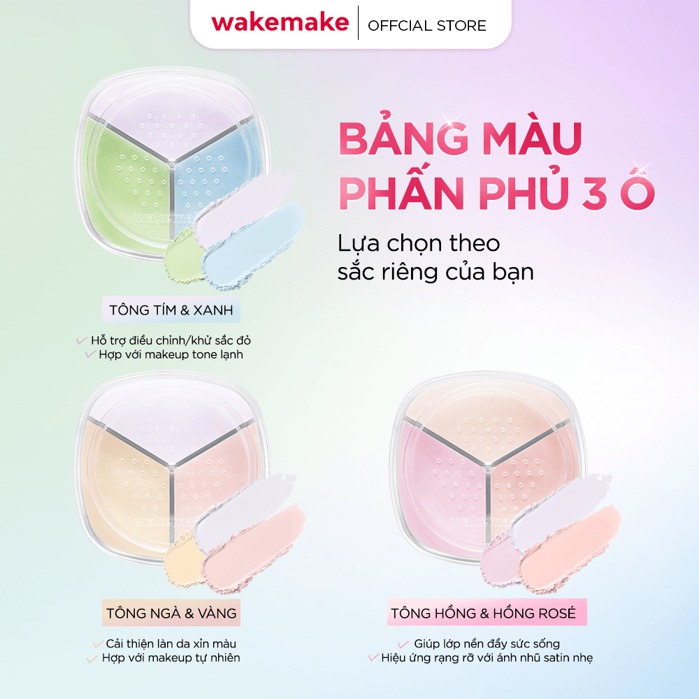 Wakemake Phấn phủ Stay Fixer Multi Color Powder 4g 6