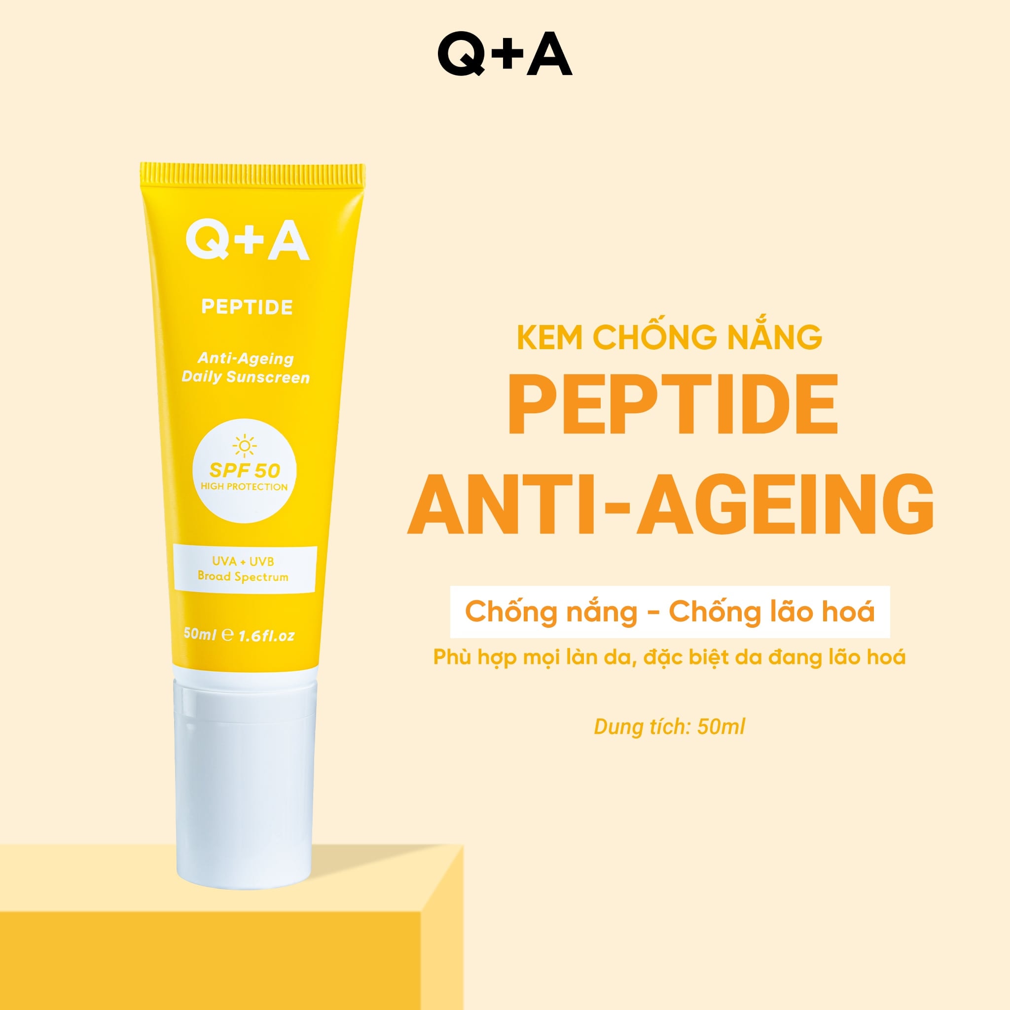 Q+A Kem chống nắng Peptide Anti-Ageing Daily Sunscreen 50ml 3