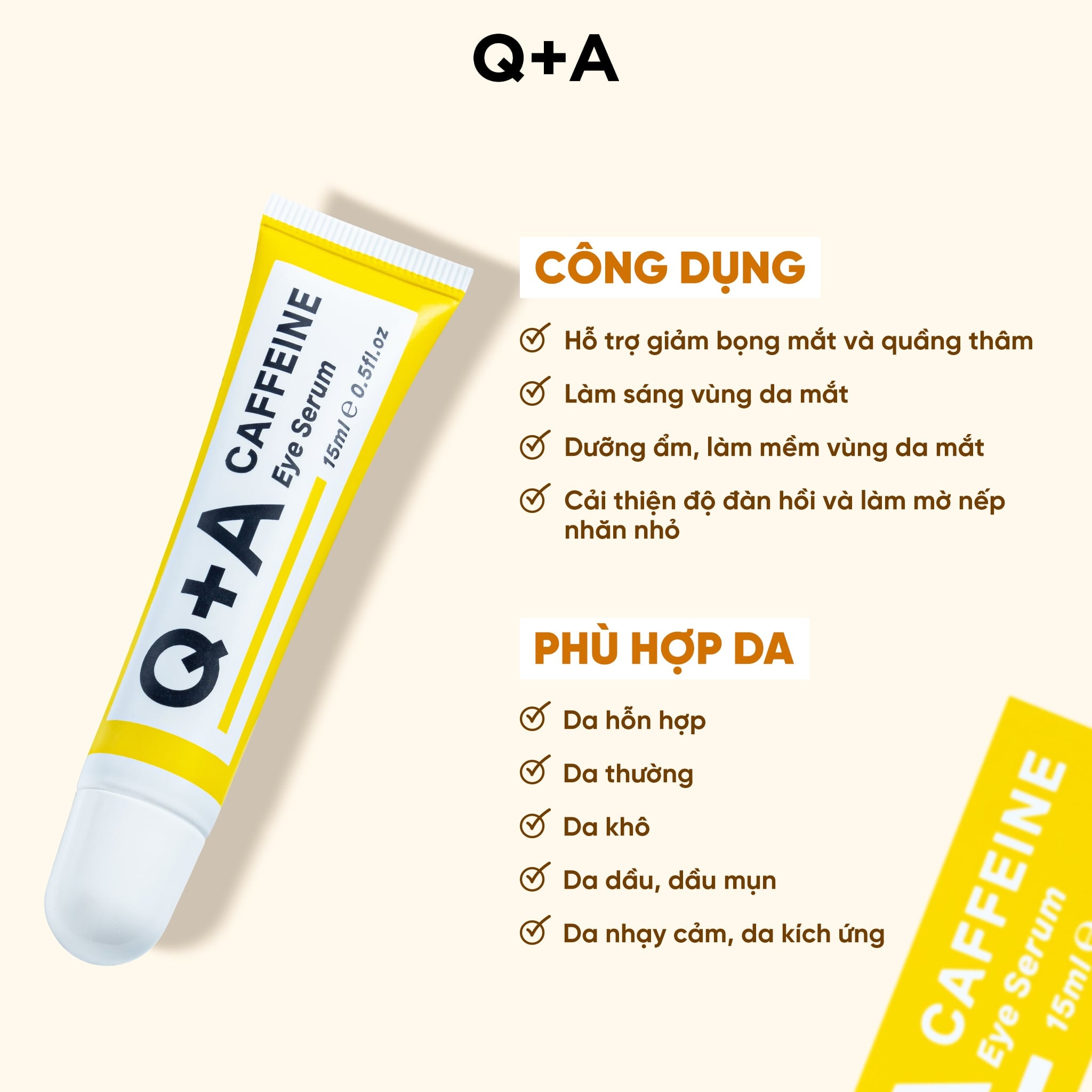 Q+A Tinh chất Caffeine Eye Serum 15ml 4