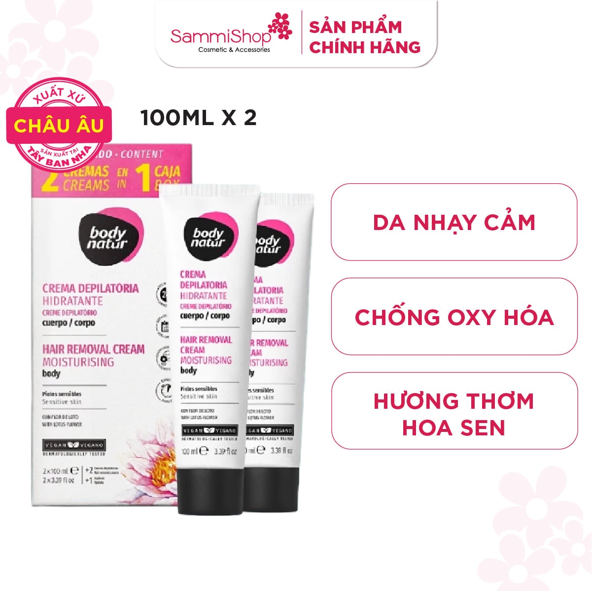 Body Natur Kem Tẩy Lông Hair Removal Cream Moisturising Body Sensitive Skin 1