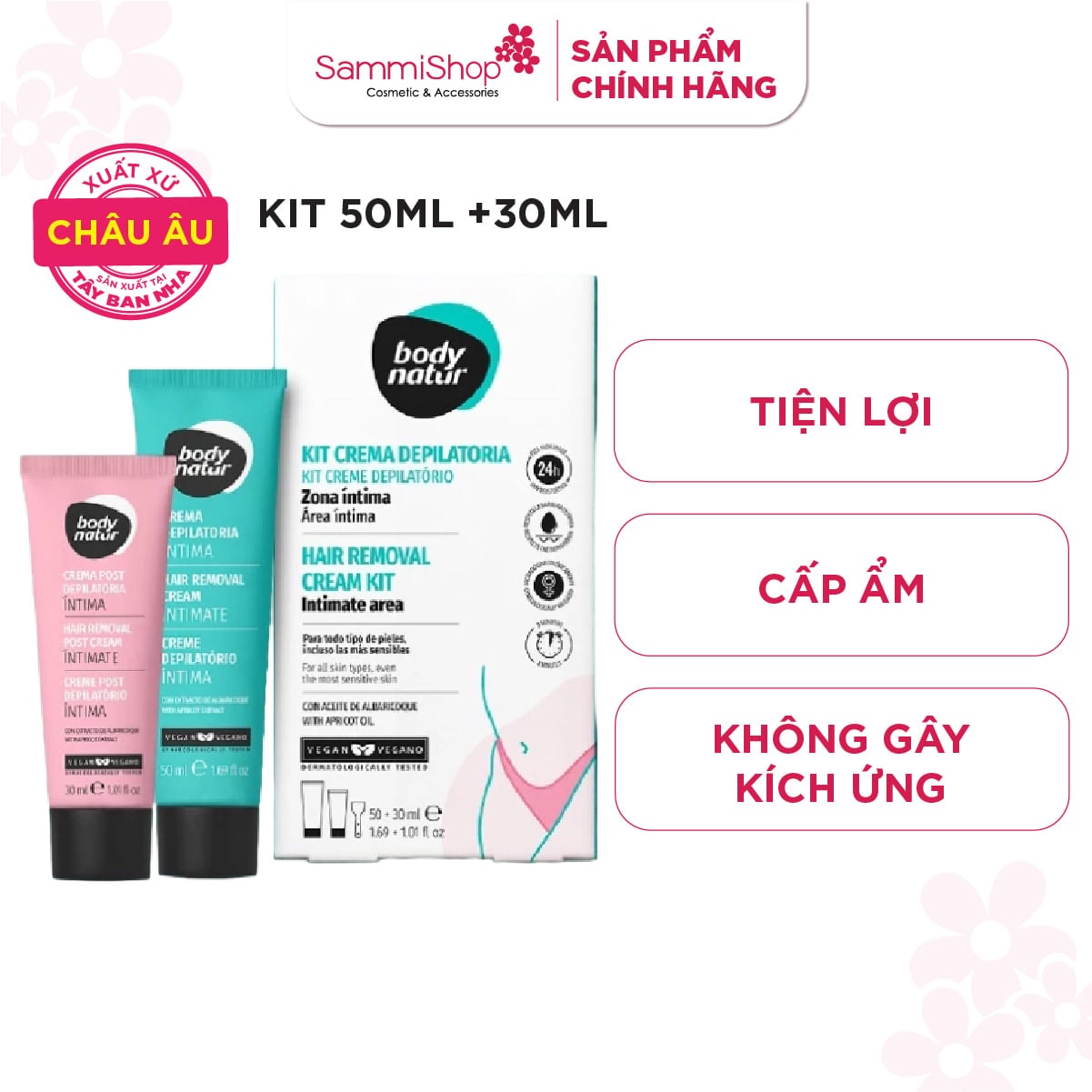 Body Natur Bộ kem tẩy lông Hair Removal Cream Kit Intimate Area 50+30ml 1