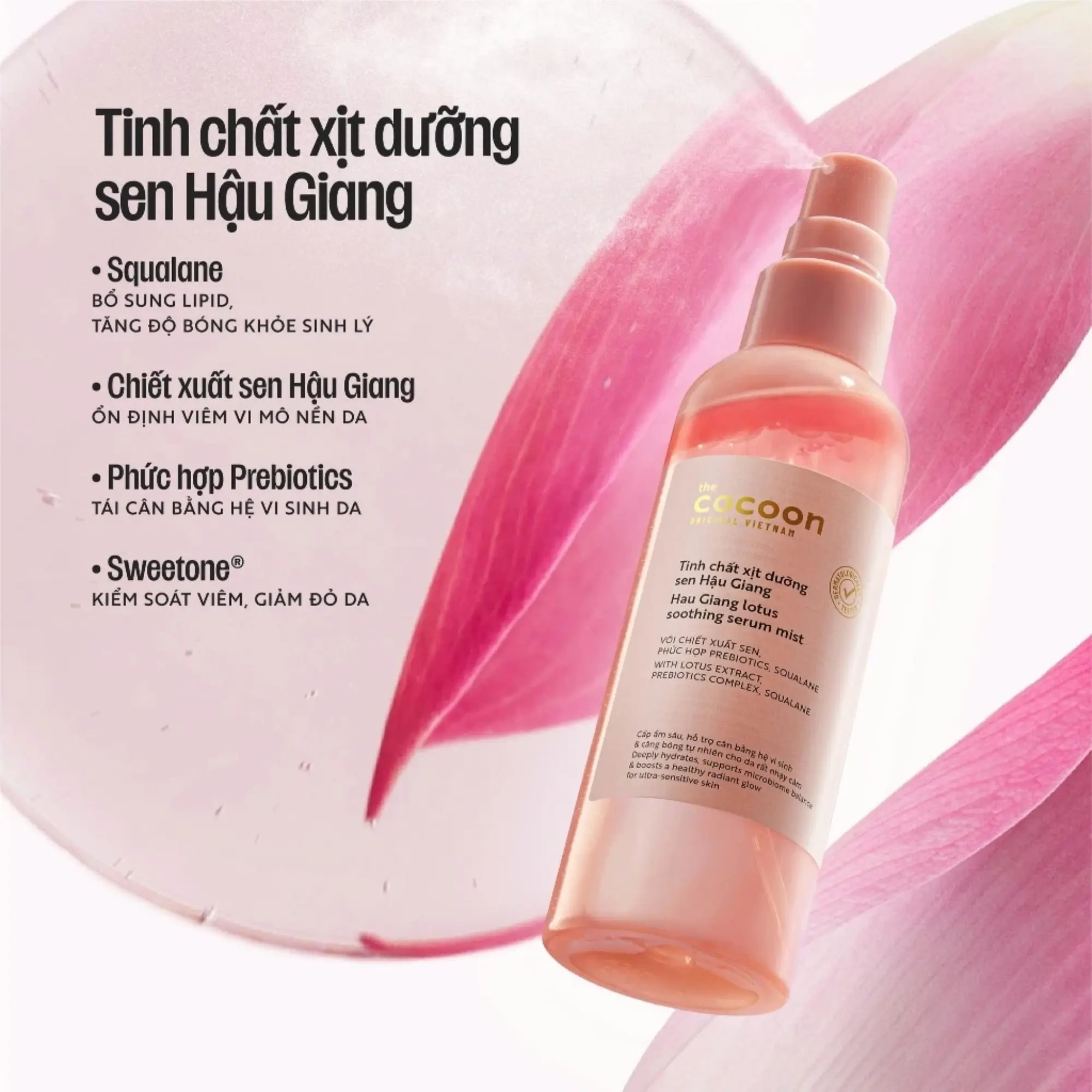 Cocoon Tinh chất xịt dưỡng sen Hậu Giang 3
