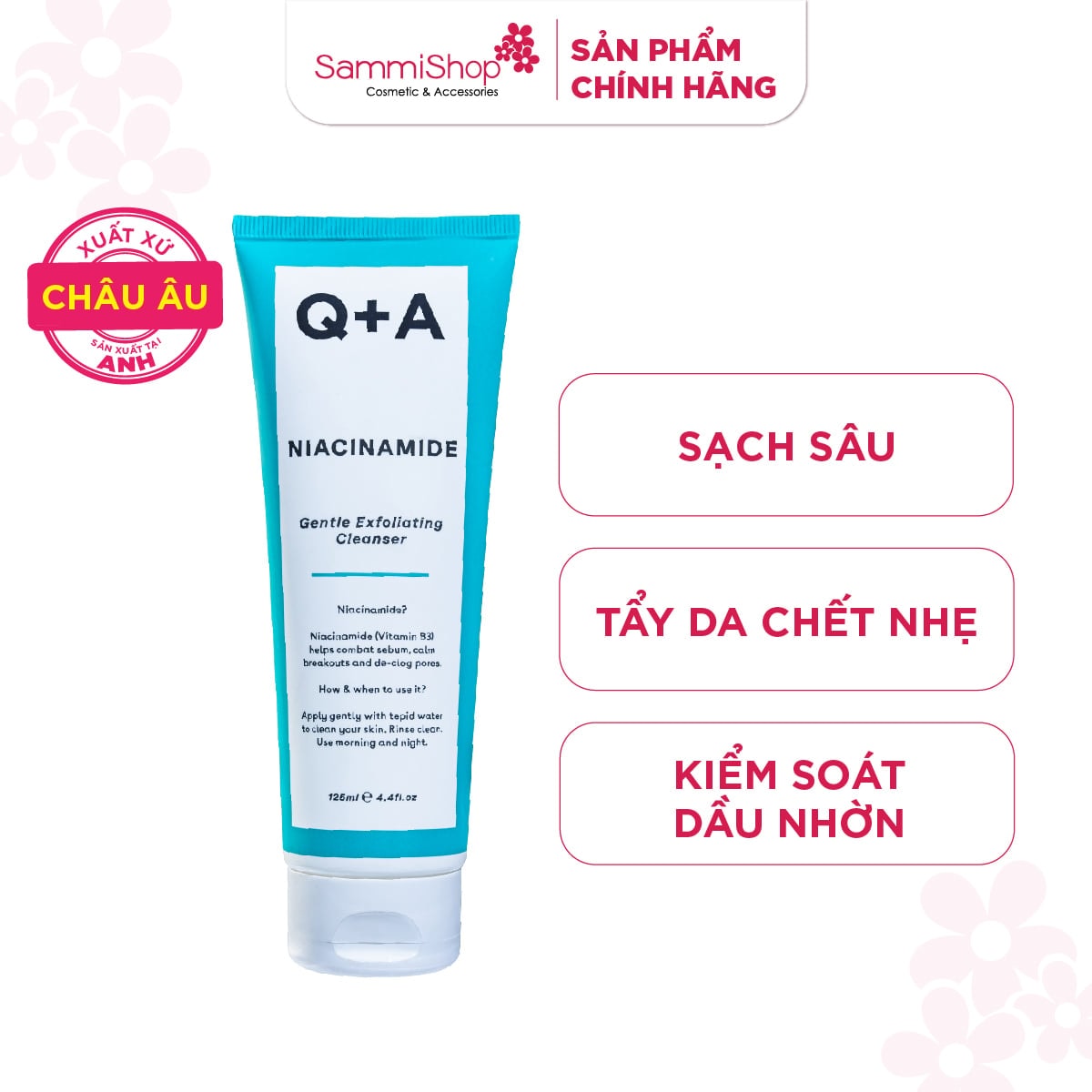 Q+A Sữa rửa mặt Niacinamide Gentle Exfoliating Cleanser 125ml 2