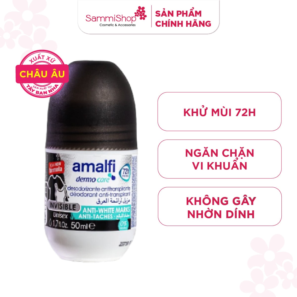 Amalfi Lăn khử mùi Anti-Whites Marks Antiperspirant Deodorant 50ml 1