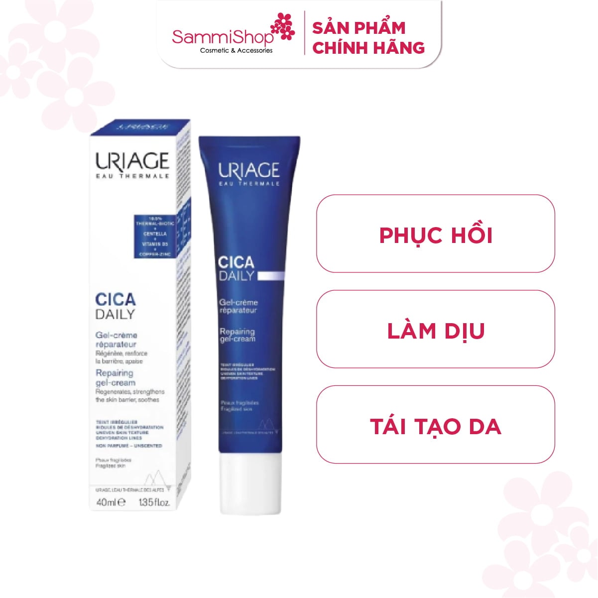 Uriage Gel dưỡng ẩm Cica Daily Gel-Crème Réparateur 40ml 1