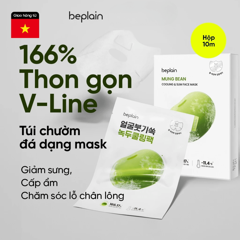 Beplain Mặt nạ Mung Bean Cooling & Slim Face Mask 20ml 2