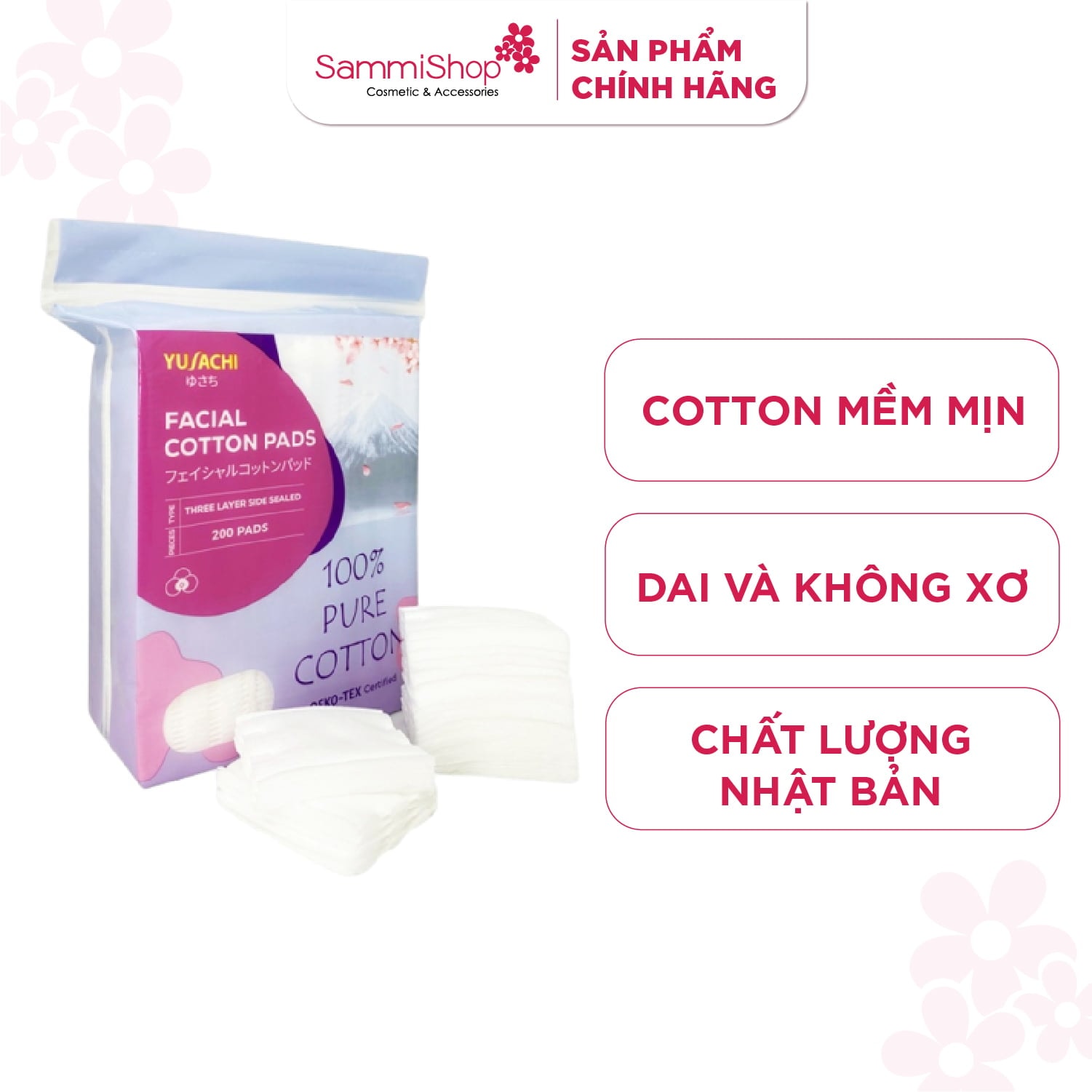Yusachi Bông tẩy trang Facial Cotton Pads 200 miếng 1