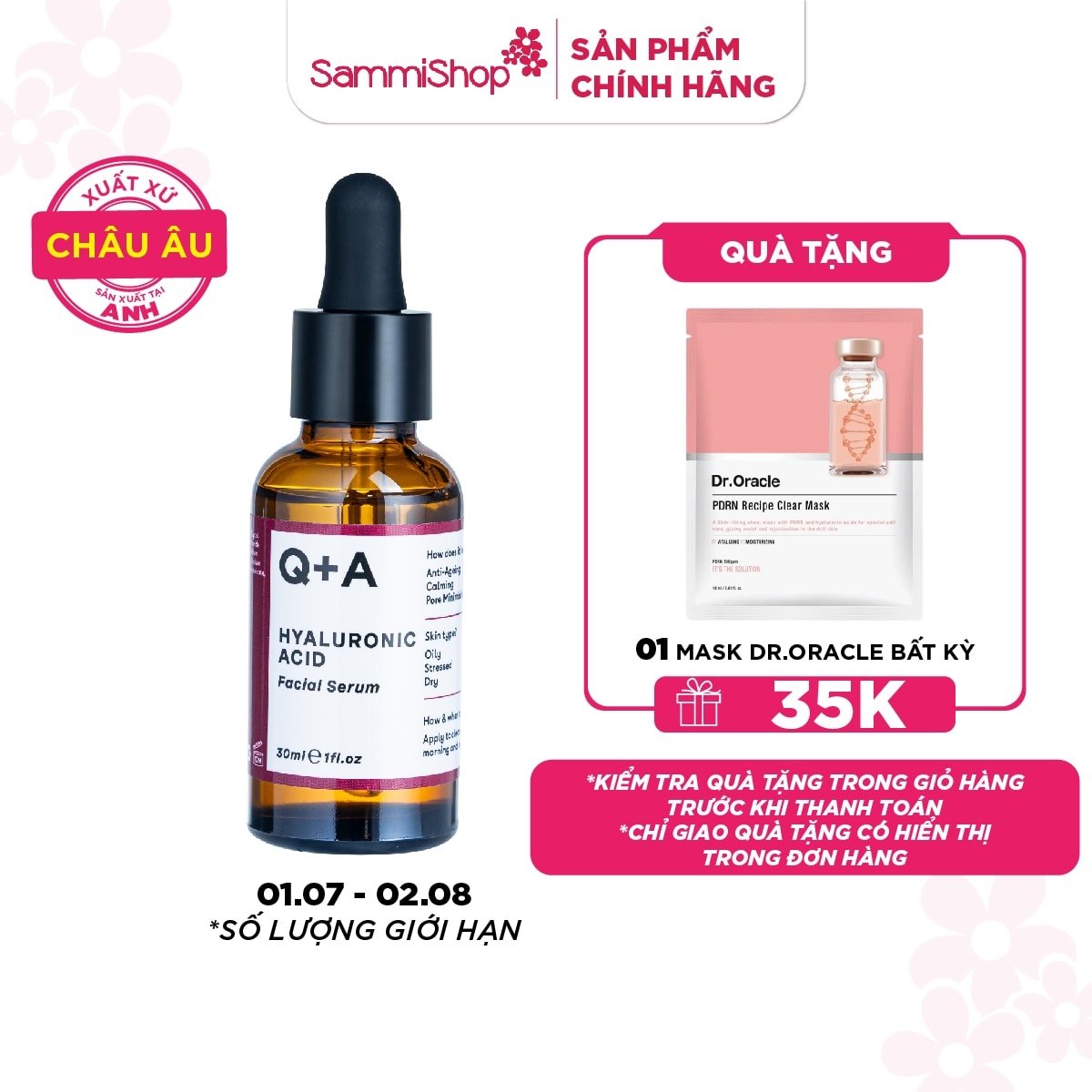 Q+A Tinh chất Hyaluronic Acid Facial Serum 30ml 1