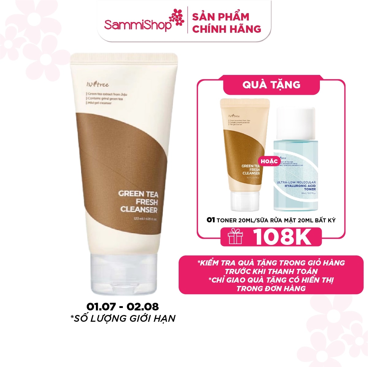 Isntree Sữa Rửa Mặt Green Tea Fresh Cleanser 120ml 1