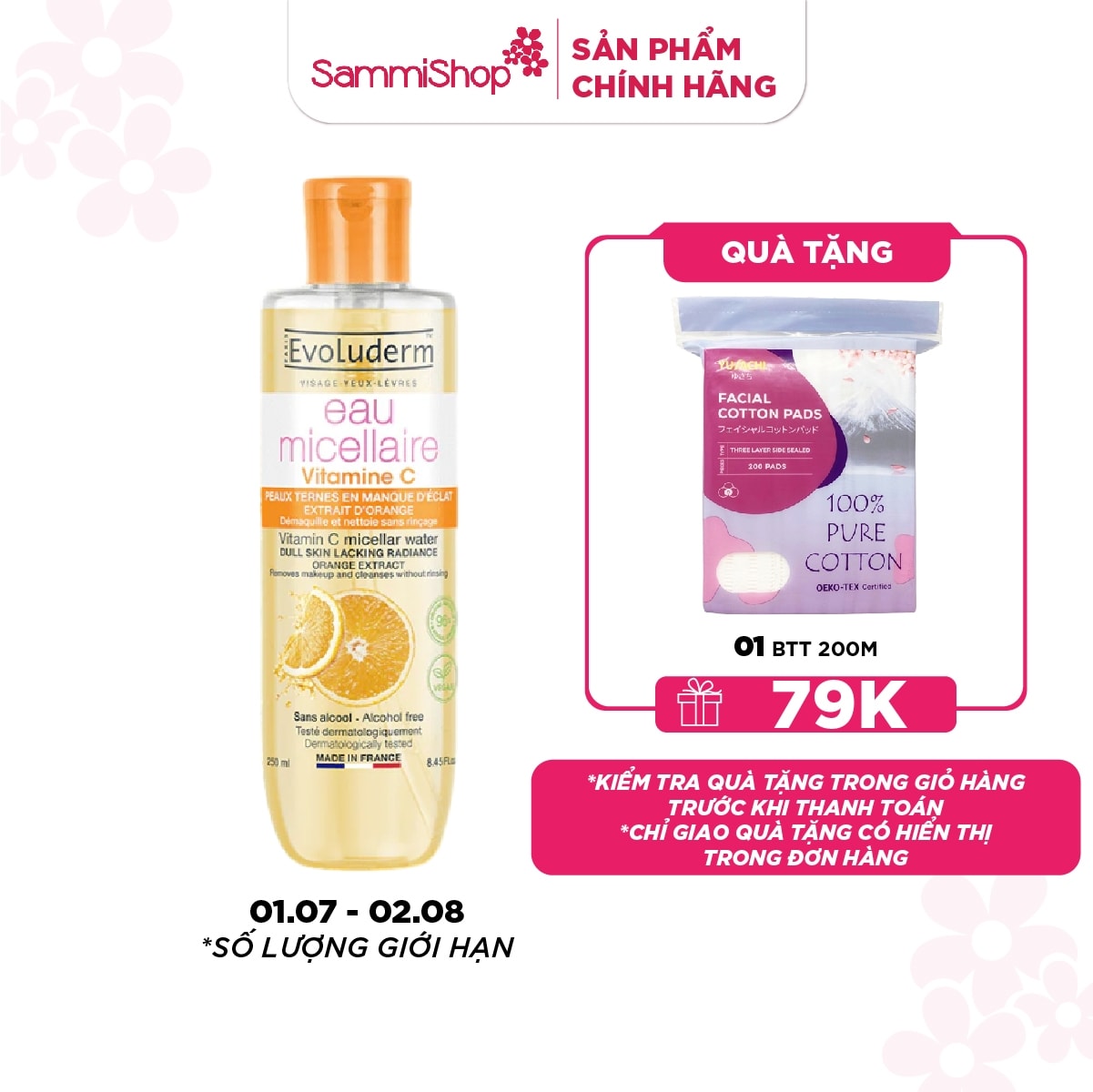 DEAL HỜI GIÁ TỐT 1.7-2.8 Evoluderm Nước tẩy trang Vitamin C 250ml 1