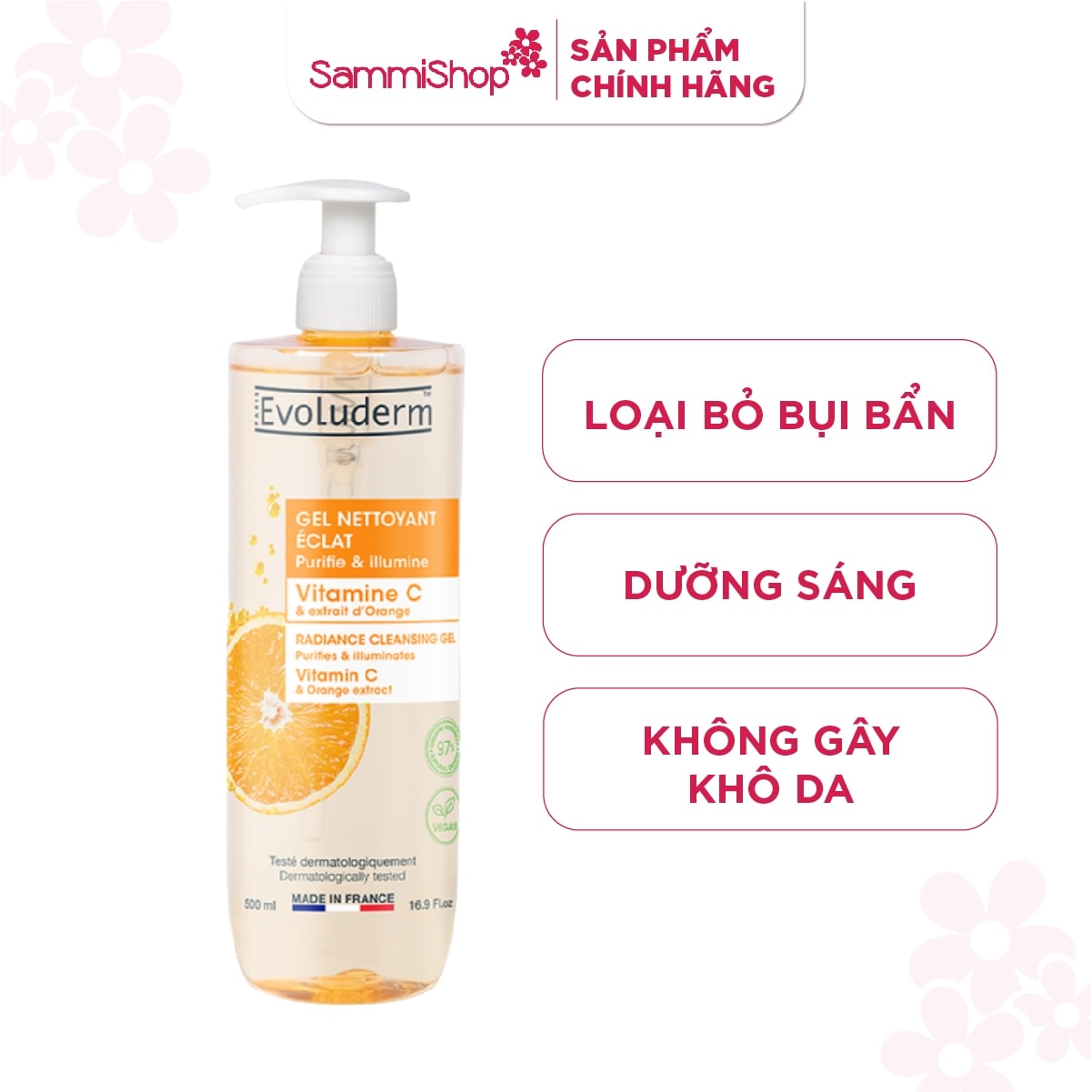 Evoluderm Gel rửa mặt Vitamin C 500ml 1